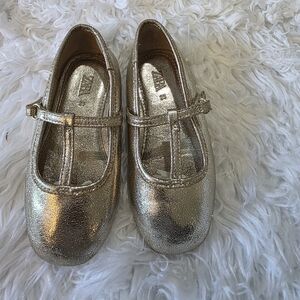 Zara Kids Gold Mary Jane Shoes